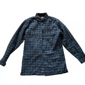 VTG Sedgefield Men's M Flannel Jacket Black And Blue Plaid Field Coat Quilted